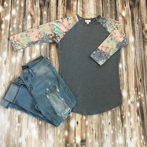 Gray & floral Lularoe Randy XS
